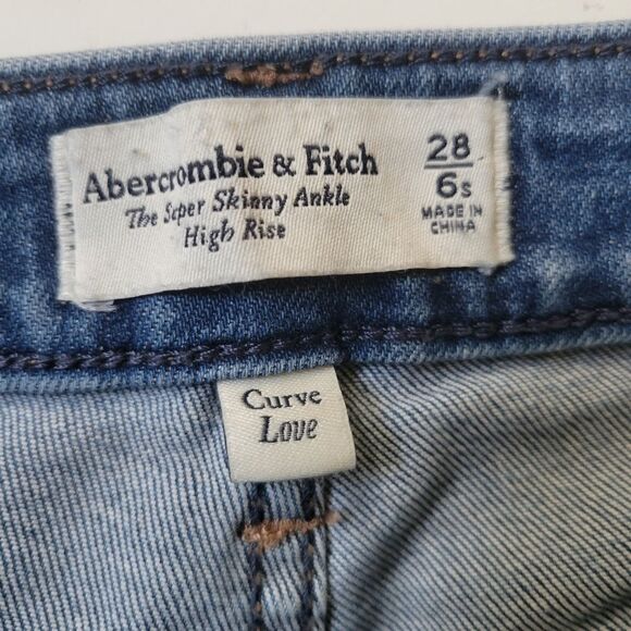 6 28 ABERCROMBIE & FITCH Super Skinny Ankle High Rise HR JEANS - Picture 5 of 9